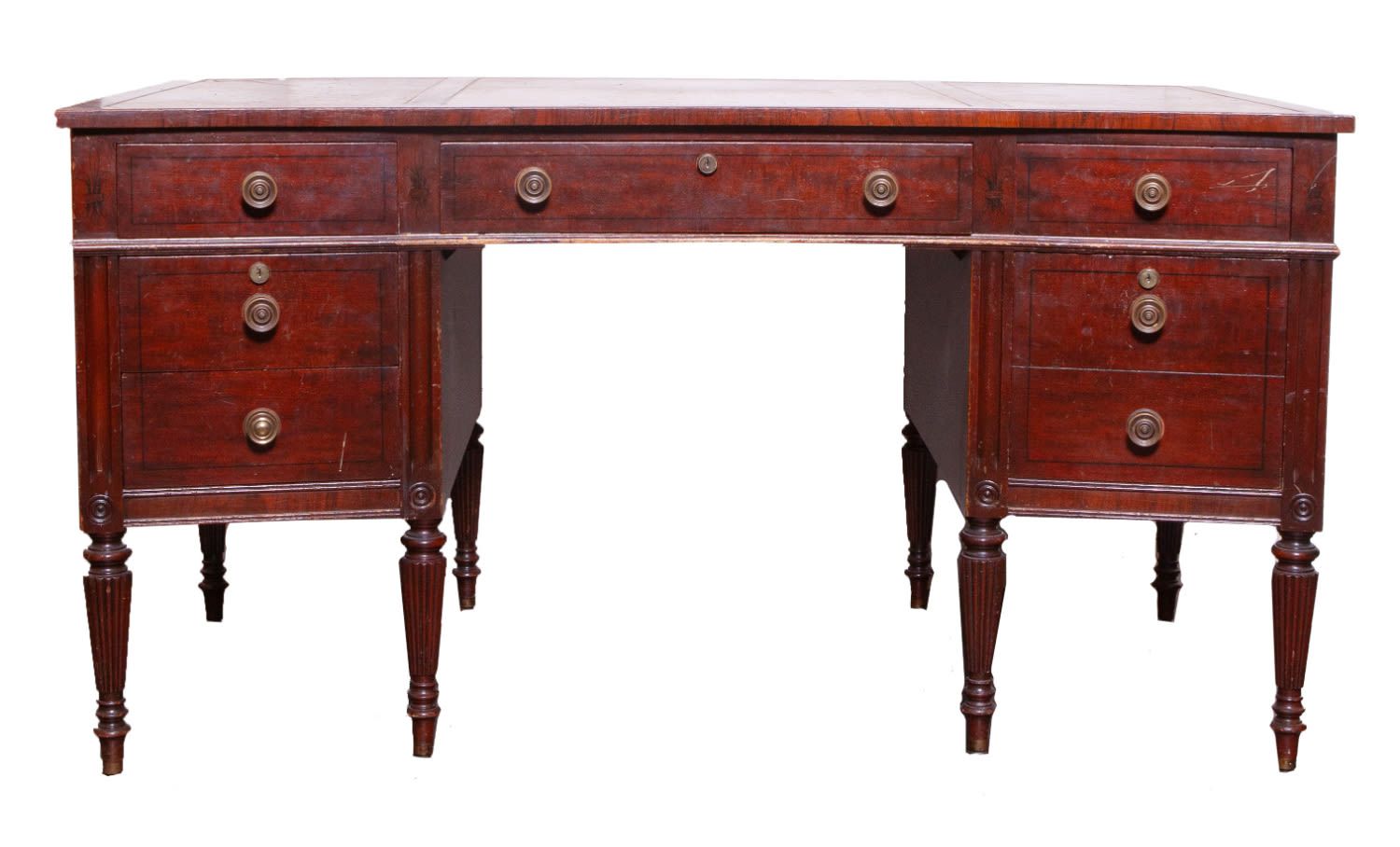Antique Mahogany Desk Precioso escritorio de caoba con siete cajones, cada uno c&hellip;