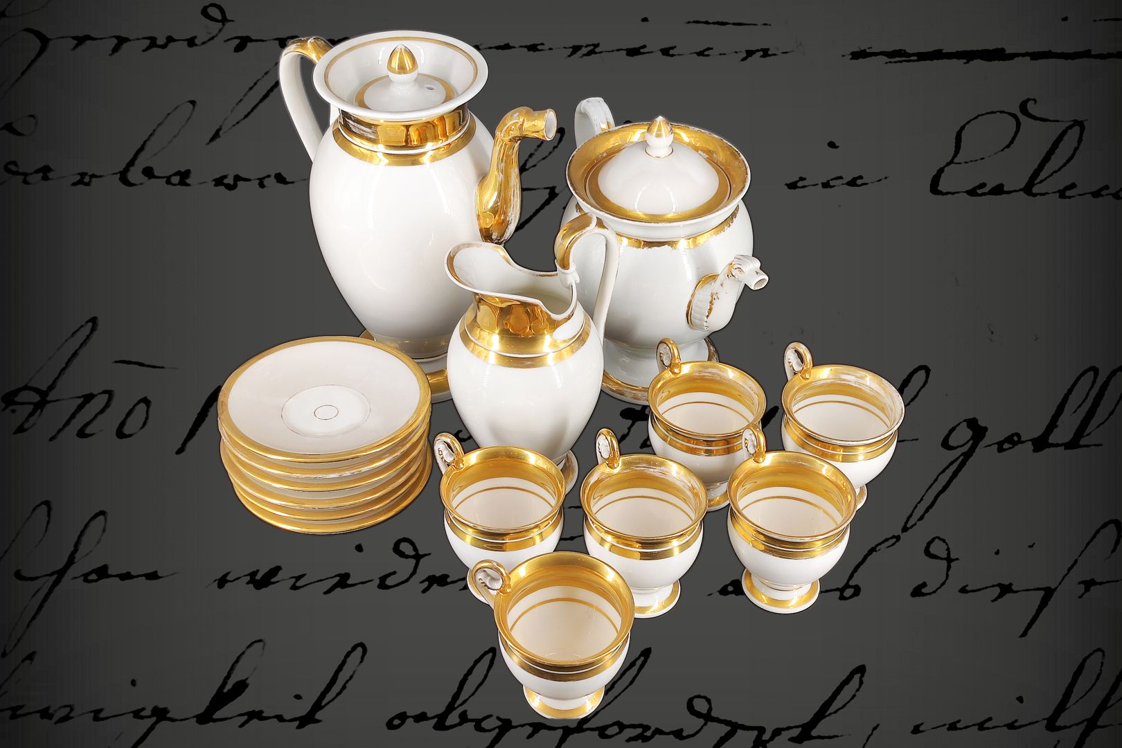 Null Vaisselle à café et à thé Empire de Meissen, avec cafetière, 6 tasses, 6 so&hellip;