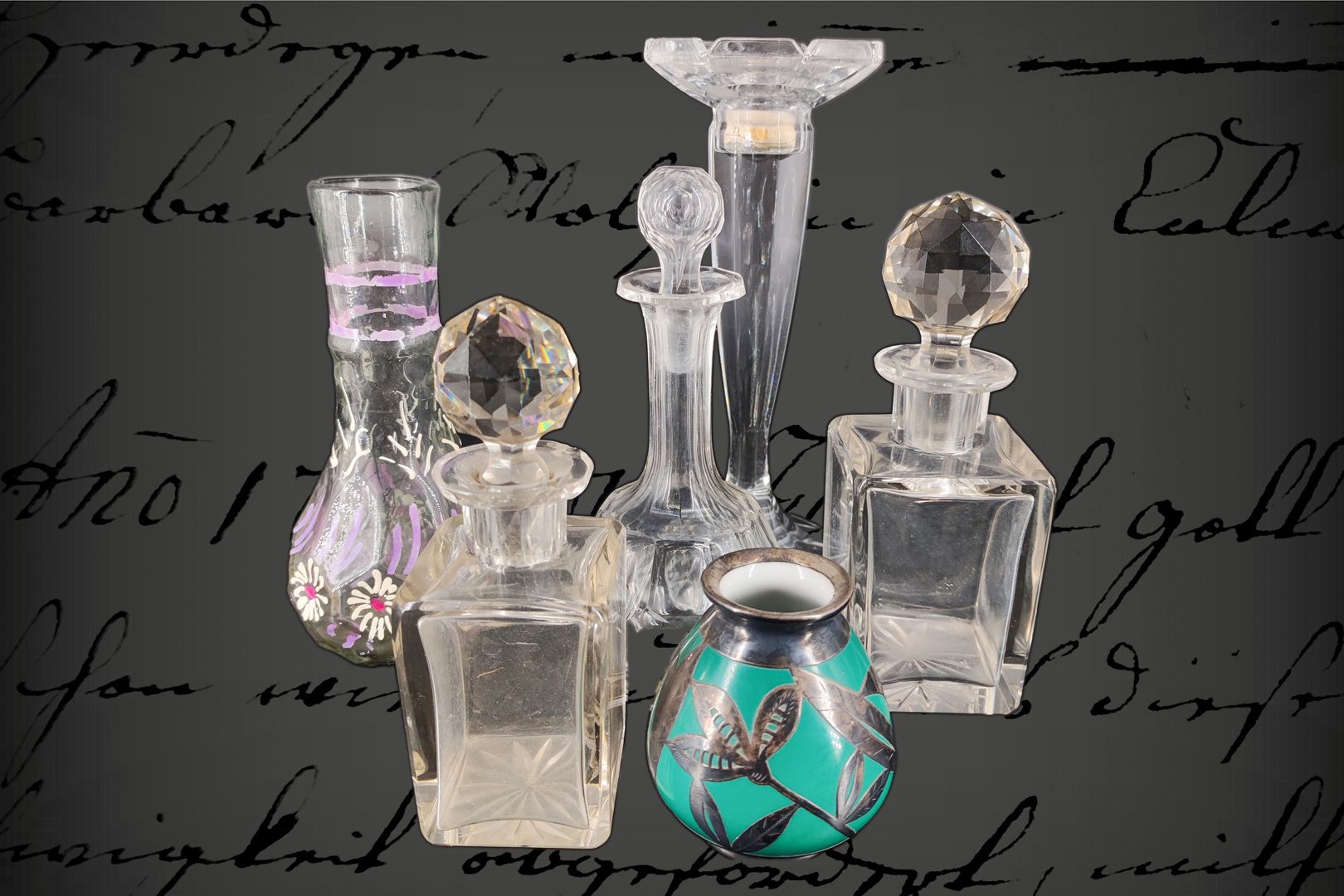 Null Conv. 5 pièces en verre et 1 vase en porcelaine, vers 1900, pour la plupart&hellip;