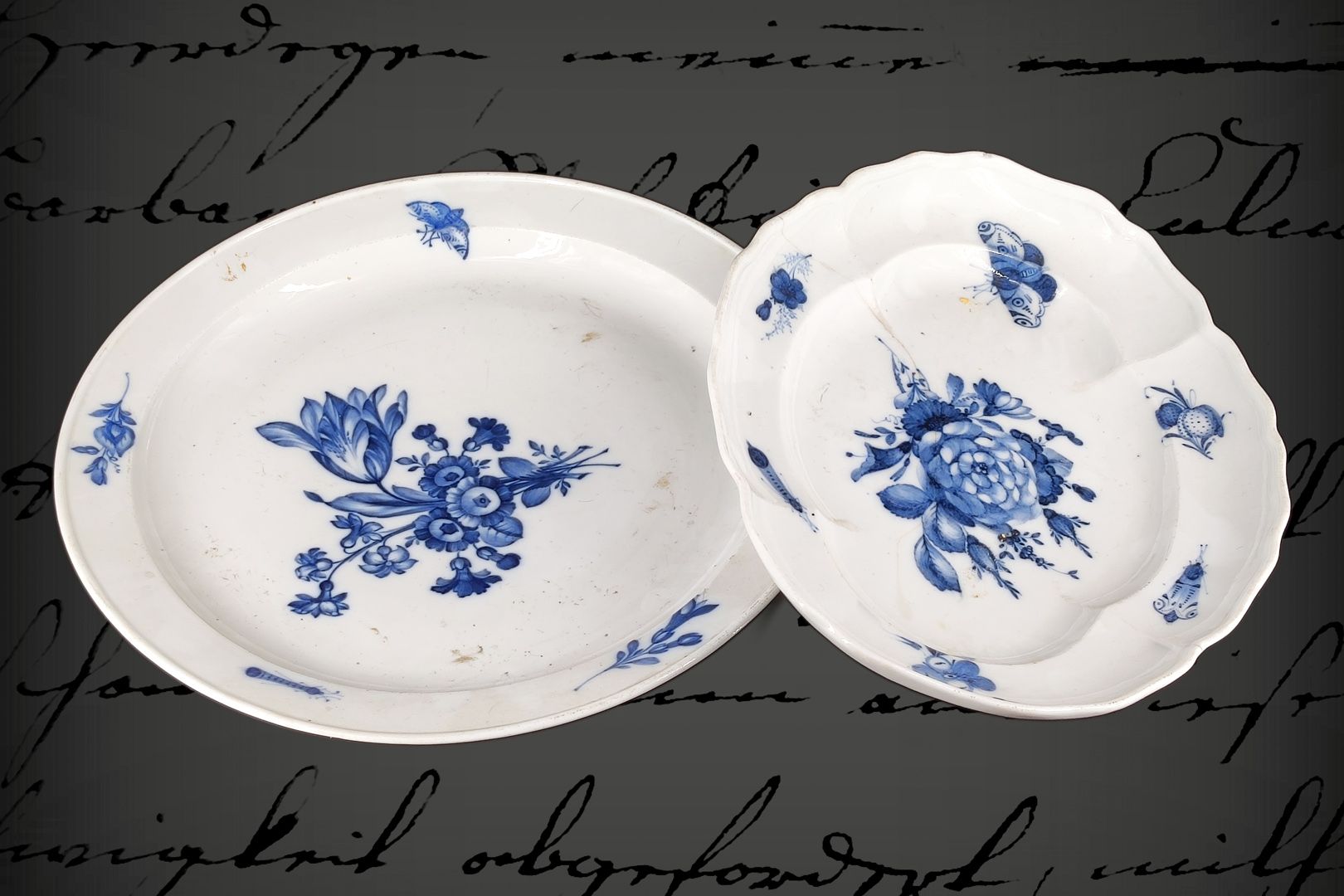 Null 2 pièces de vaisselle baroque Meissen, plat ovale et assiette ronde, plat o&hellip;