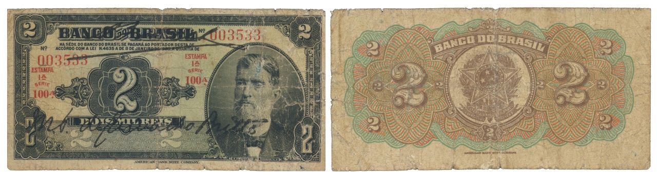 Paper Money - Brazil 2 Mil Réis L.1923 Papier monnaie - Brésil 2 Mil Réis L.1923&hellip;