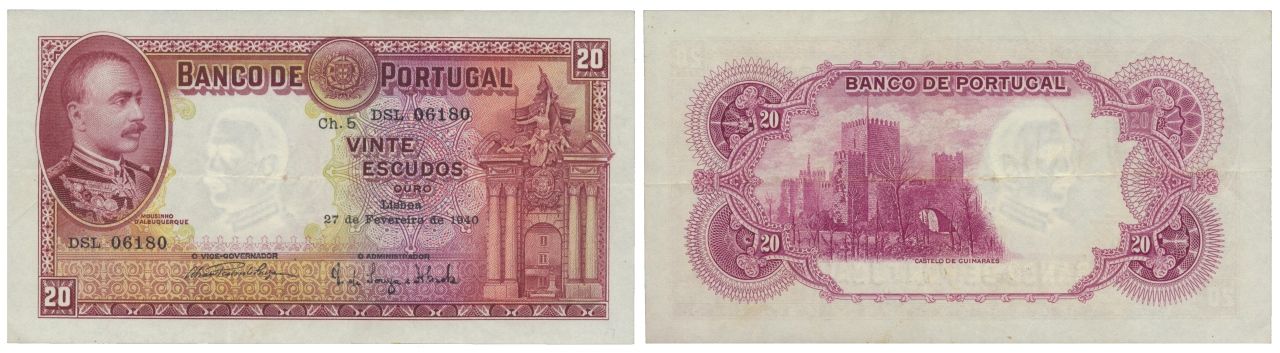 Paper Money - Portugal 20$00 ch. 5 1940 Monnaie de papier - Portugal 20$00 ch. 5&hellip;