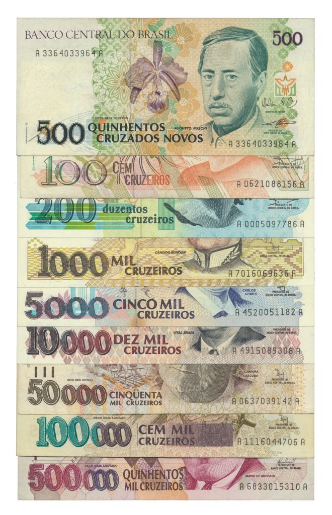 Paper Money - Brasil 9 expl. Vários ND (1990-93) Monnaie de papier - Brasil 9 ex&hellip;