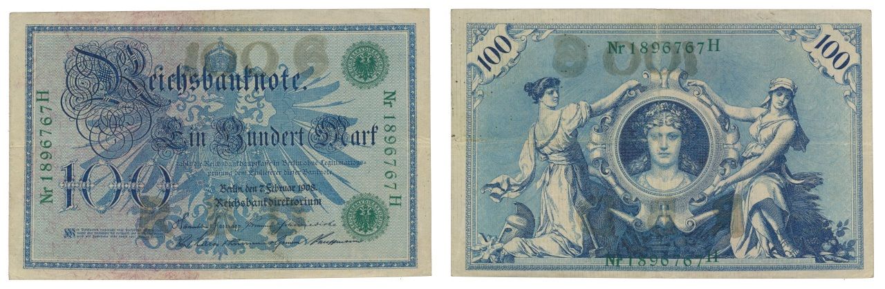 Paper Money -Germany 100 Mark 1908 Papier-monnaie -Allemagne 100 Mark 1908 PAPEL&hellip;