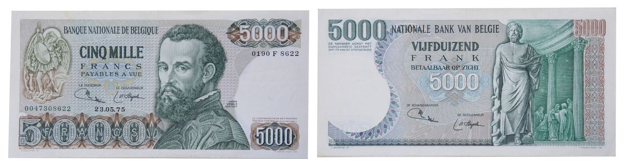 Paper money - Belgium 5000 Francs 1975 Monnaie de papier - Belgique 5000 Francs &hellip;