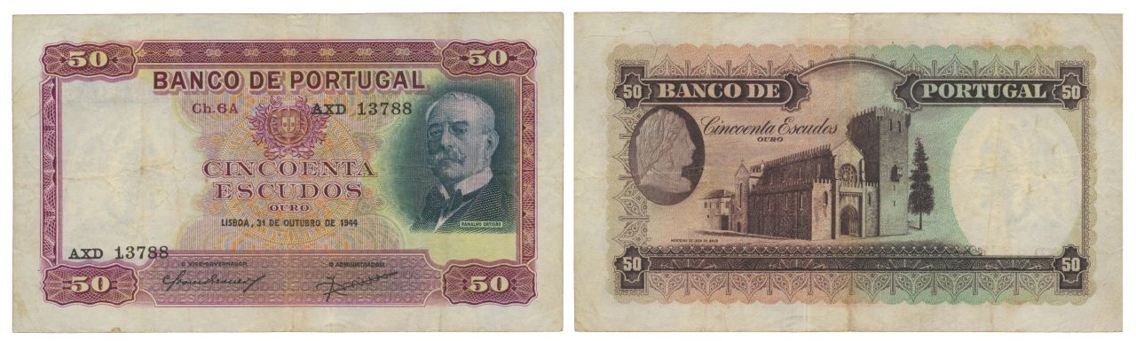 Paper Money - Portugal 50$00 ch. 6A 1944 Monnaie de papier - Portugal 50$00 ch. &hellip;