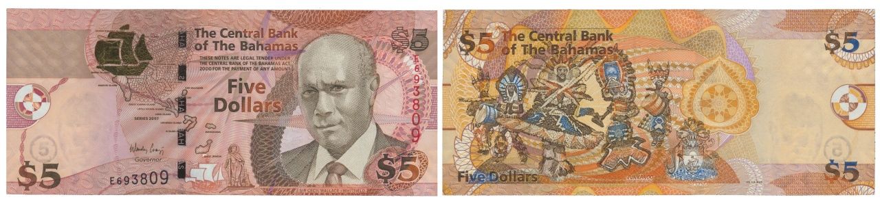 Paper Money - Bahamas 5 Dollars 2007 Papier monnaie - Bahamas 5 Dollars 2007 PAP&hellip;