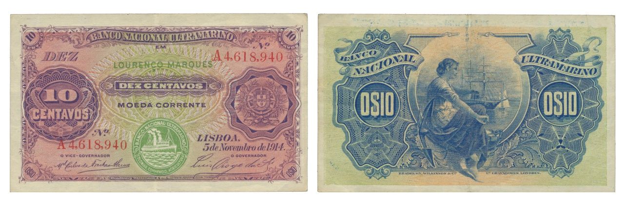 Paper Money - Mozambique 10 Centavos 1914 Papier-monnaie - Mozambique 10 Centavo&hellip;