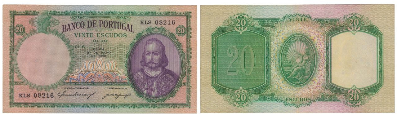 Paper Money - Portugal 20$00 ch. 6 1948 Monnaie de papier - Portugal 20$00 ch. 6&hellip;