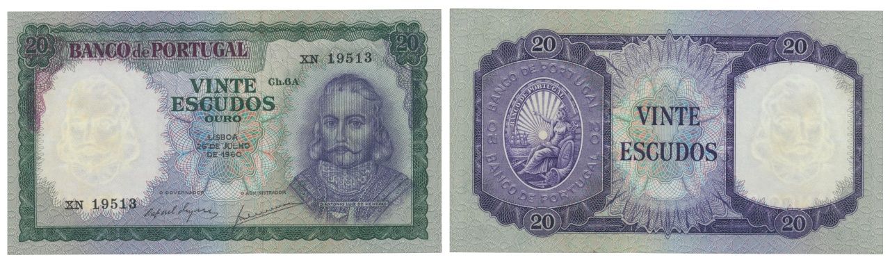 Paper Money - Portugal 20$00 ch. 6A 1960 Monnaie de papier - Portugal 20$00 ch. &hellip;