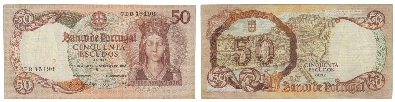 Paper Money - Portugal 50$00 ch. 8 1964, Substitução Monnaie de papier - Portuga&hellip;