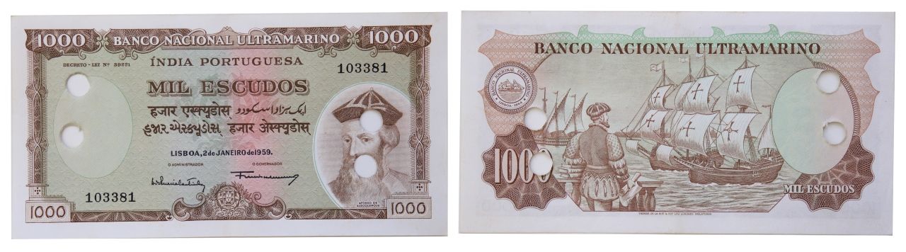 Paper money - Portuguese India 1000$00 1959 Monnaie de papier - Inde portugaise &hellip;