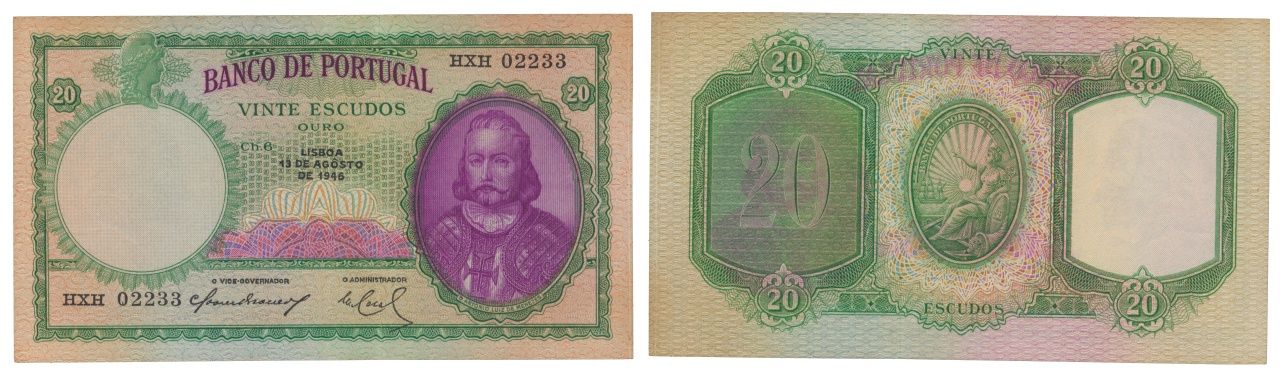 Paper Money - Portugal 20$00 ch. 6 1946 Monnaie de papier - Portugal 20$00 ch. 6&hellip;
