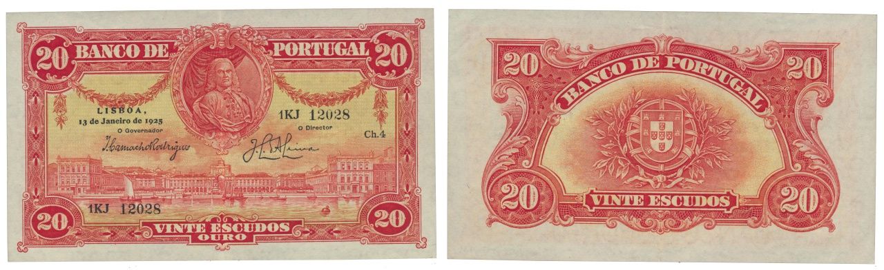 Paper Money - Portugal 20$00 ch. 4 1925 Monnaie de papier - Portugal 20$00 ch. 4&hellip;