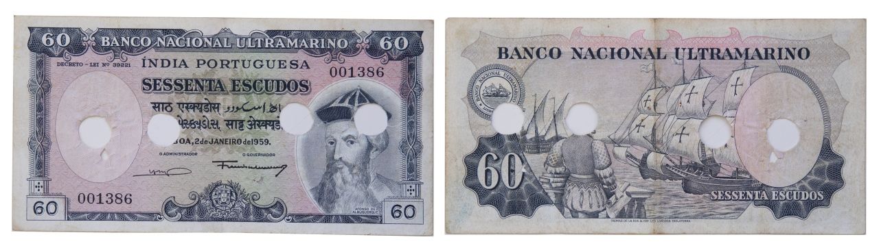 Paper money - Portuguese India 60$00 1959 Monnaie de papier - Inde portugaise 60&hellip;