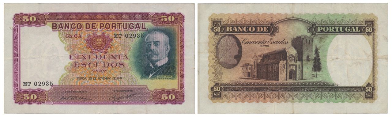 Paper Money - Portugal 50$00 ch. 6A 1941 Monnaie de papier - Portugal 50$00 ch. &hellip;