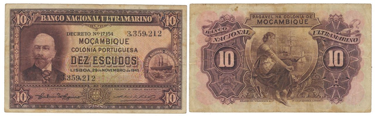 Paper Money - Mozambique 10$00 1945 Monnaie de papier - Mozambique 10$00 1945 PA&hellip;