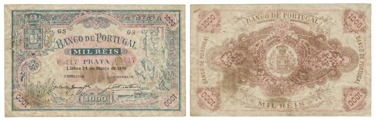 Paper Money - Portugal 1000 Réis ch. (2) 1896 Papier Monnaie - Portugal 1000 Réi&hellip;