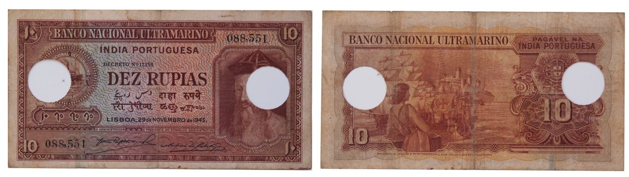 Paper money - Portuguese India 10 Rupias 1945 Monnaie de papier - Inde portugais&hellip;