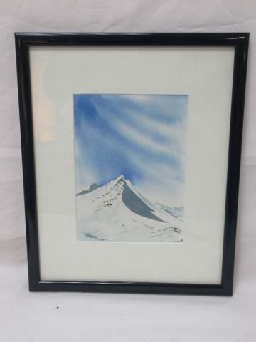 Null LEON "La Point de Thorens" Aquarell. SBD. Gerahmt unter Glas. 32 x 26 cm