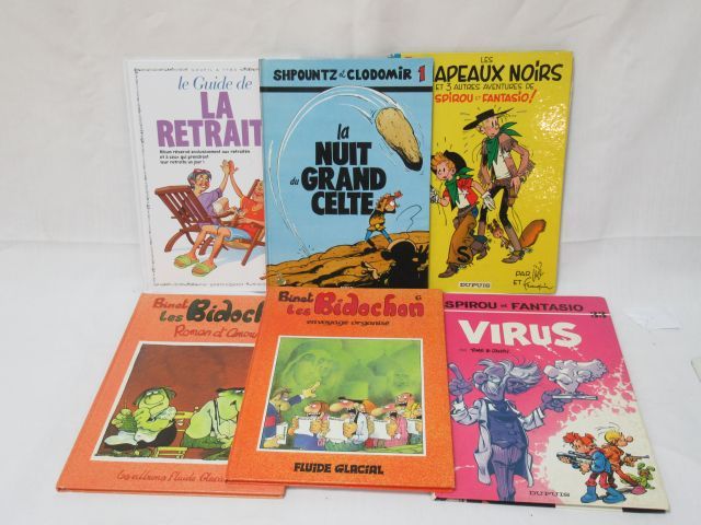 Null Set di 6 fumetti tra cui "Spirou et Fantasio" (1975, BE), "Les Bidochon rom&hellip;