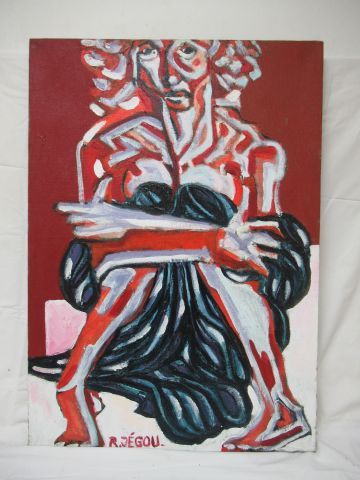 Null Raymond JEGOU "Modell, Serie Bamboo". Acryl auf Leinwand. SBG. Rückseitig b&hellip;