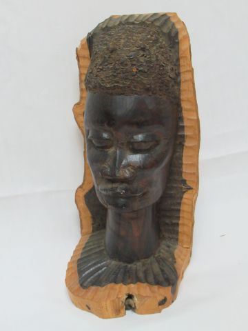Null AFRIKA Ebenholzskulptur einer weiblichen Visage. 22 cm