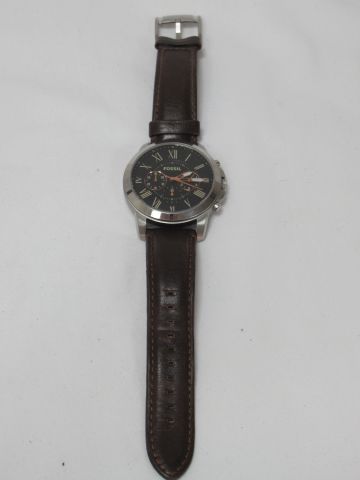 Null FOSSIL Men's chronograph watch in steel. Quartz. Leather strap. BE (some sc&hellip;