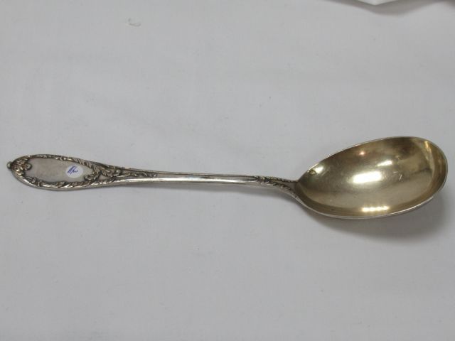 Null Silver spoon for macedoine, with foliage decoration. Minerva. MO : Boivin. &hellip;