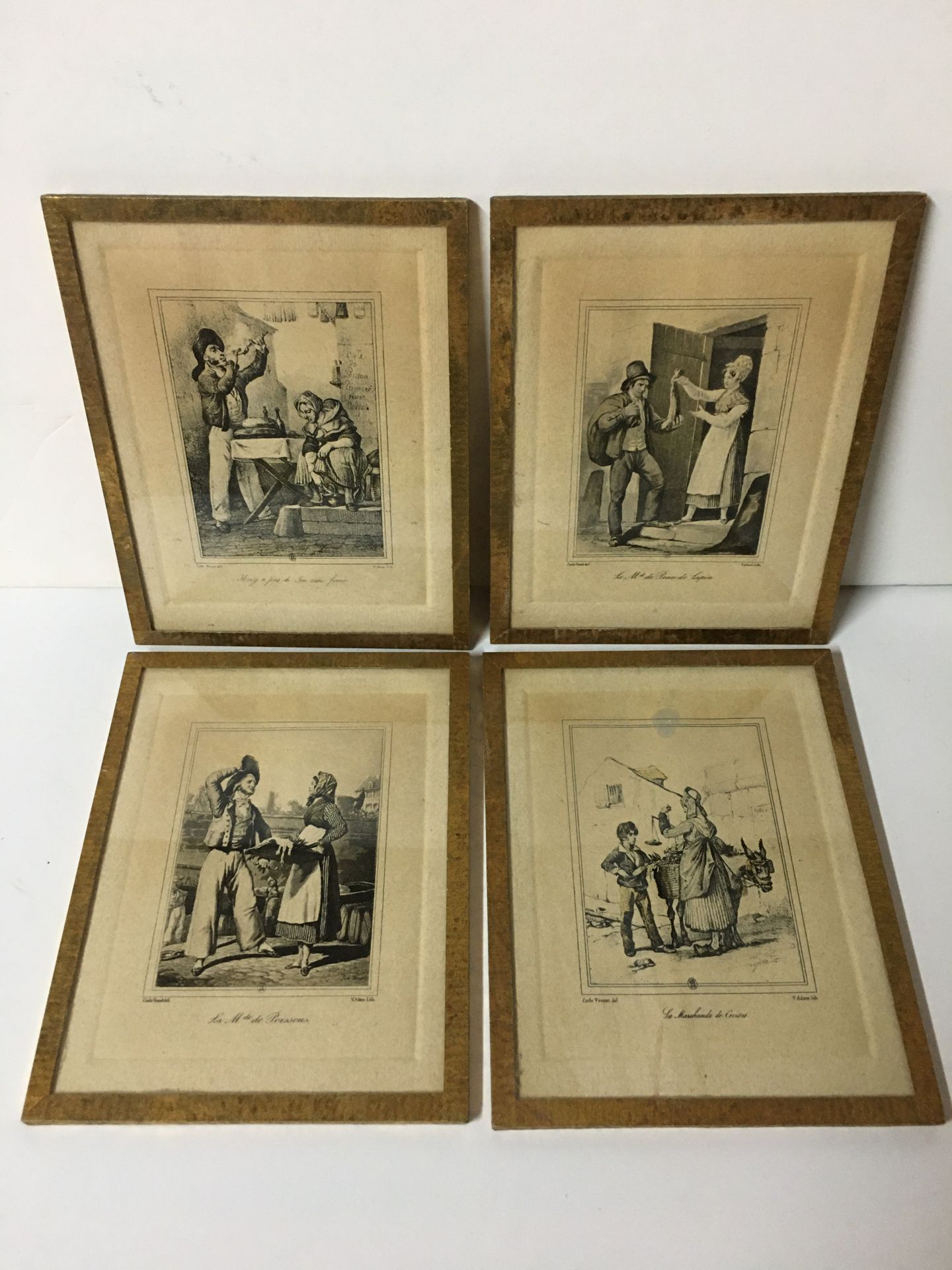 Null Four engravings on the trades of yesteryear: The fish merchant, the cherry &hellip;