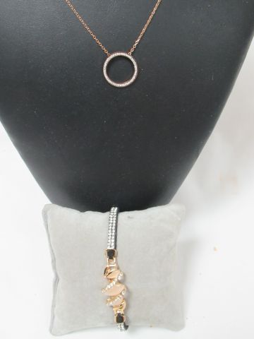 Null Vergoldetes und strassbesetztes Metall-Los, einschließlich einer Halskette &hellip;