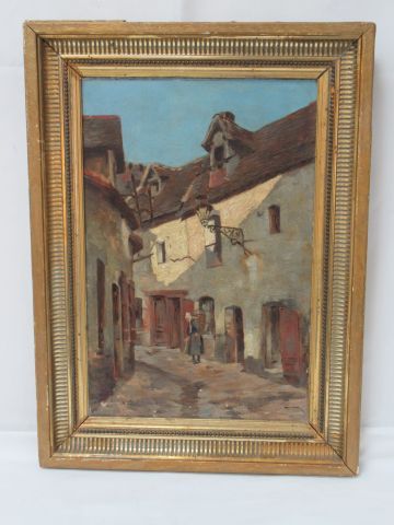 Null CHARPENTIER "Ruelle animée" HST, SBD, dated 1891. 39 x 26 cm (many missing &hellip;