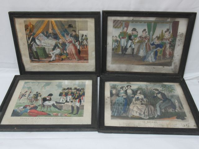 Null Suite of three lithographs in colours, on the theme of Napoleon. Framed und&hellip;