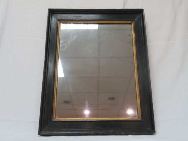Null Blackened wood mirror. 64 x 61 cm (wear to the tain)