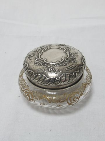 Null Lovely enamelled crystal bonbonnière with gold highlights, silver lid (insi&hellip;