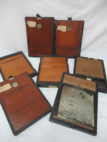 Null Lot of 7 photographic plates in wood. 23 x 16 cm Circa 1900.