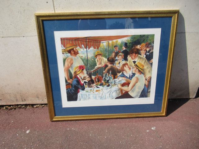 Null Modern school "Les Canotiers" Lithograph in colors and numbered. Framed und&hellip;