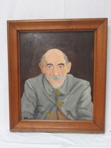 Null BETIN "一个人的肖像" 油画，签名并注明日期 "4.8.41" 55 x 43 cm 天然木框。
