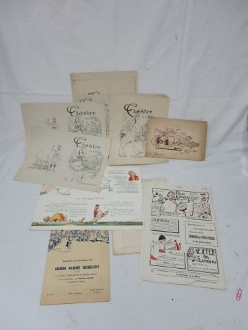 Null 在费利克斯-约贝-杜瓦尔（1879-1961）之后，一套用于戏剧节目和插图的设计。其中一幅有艺术家的铅笔签名，其余的都在版上签名。附上一个水彩画项目。&hellip;