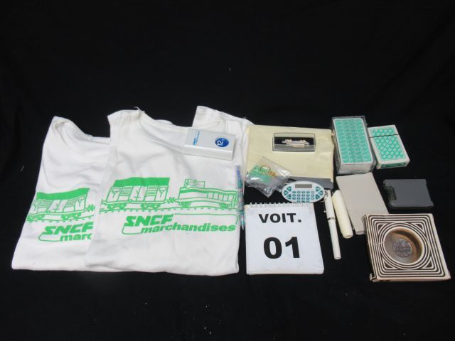 Null SNCF Advertising lot including 2 t-shirts, pens, key rings, calendars, card&hellip;