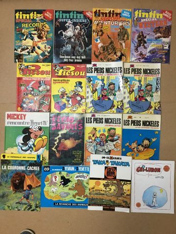 Null Lotto di 14 fumetti soft degli anni 70: Quattro numeri di Tintin (1979), du&hellip;