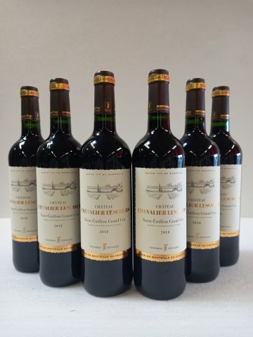 Null 6 bottles of Saint Emilion Grand Cru. 2018. Château Chevalier de Lescours f&hellip;