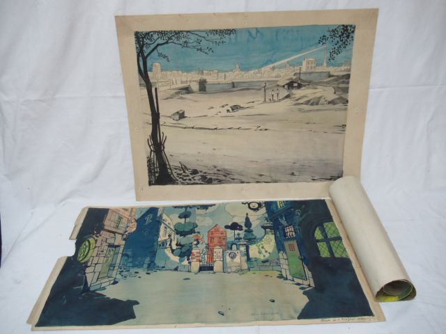 Null Félix Jobbé Duval (1879-1961) Lot of 3 watercolors, 2 signed. In sheets. Fr&hellip;