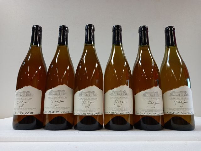 Null 6瓶Valcombe酒庄的酒，2004年。文图山丘（Côtes du Ventoux）。保罗-杰恩酒庄。如是