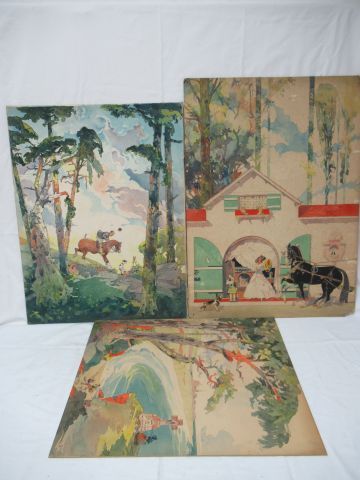 Null Félix Jobbé Duval (1879-1961) 纸板上的3幅画。无符号。从66到71厘米
