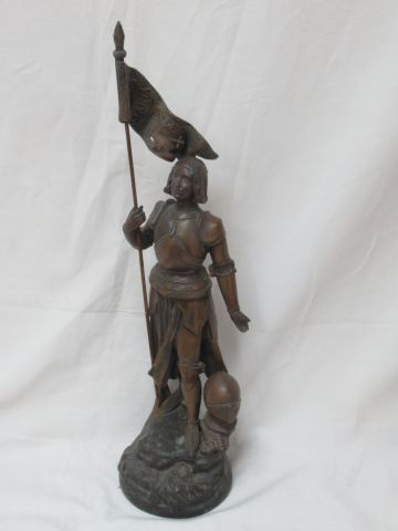 Null D'après FUCHS, Sculpture en régule, figurant Jeanne d'Arc. Haut.: 40 cm