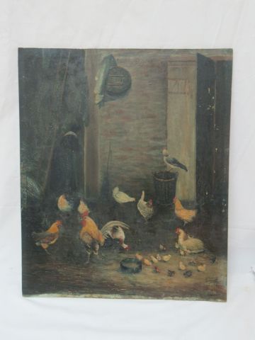 Null ORSET "Basse-cour" Oil on panel. SBG, dated 26. (some pictorial losses) 46 &hellip;