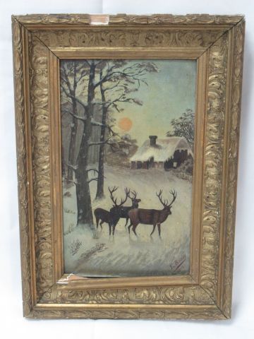 Null E.BOISSY "Snowy landscape" oil on cardboard. Signed lower right and dated 1&hellip;