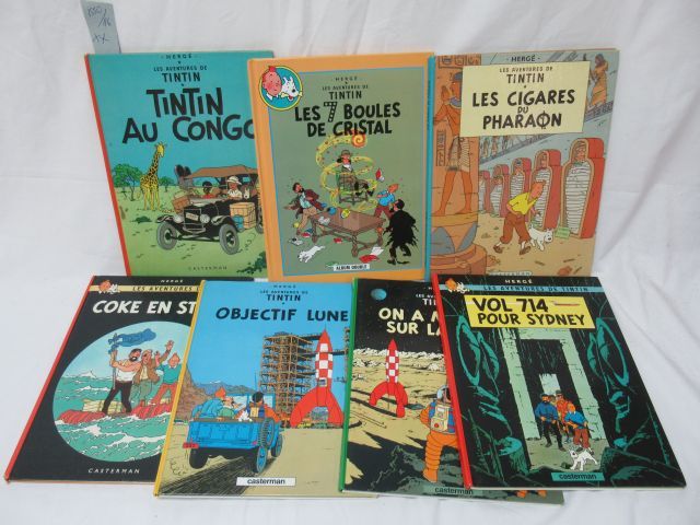 Null Lot 7 Tintin albums. Casterman, circa 1970.