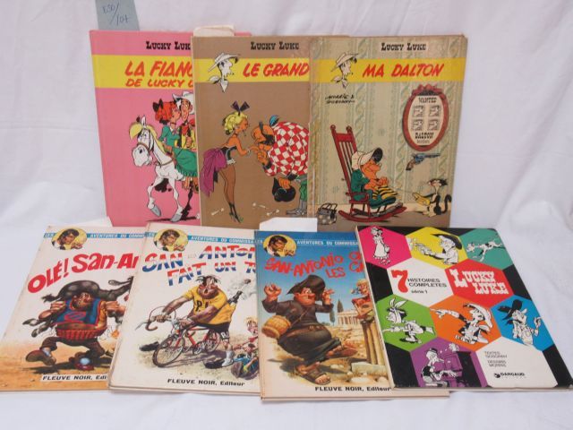 Null Satz von 7 Comic-Heften: Lucky Luke und San Antonio. Ca. 1970/80.